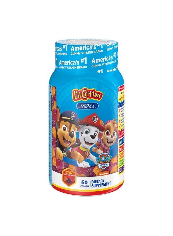 ليل كريترز L'il Critters Paw Patrol Gummy Vites Daily Gummy Multivitamin for Kids، فيتامين سي، فيتامين د3 لدعم المناعة بنكهات الكرز والبرتقال والتوت الأزرق، 60 قطعة حلوى - Image 1