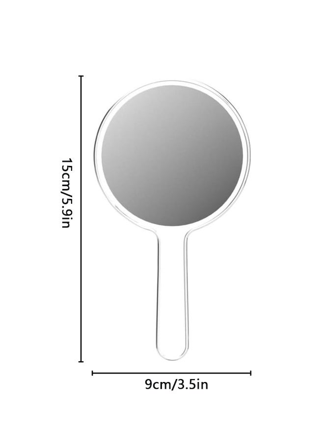 مرآة يدوية، تموجات مائية مرآة يدوية مع مقبض للتشكيلات المستديرة فضة صغيرة الحجم تصميم محمول، مثالية لمهام التزيين الدقيقة تصفيف الشعر تطبيق المكياج الحلاقة صغر الحجم لتلائم الحقائب - Image 2