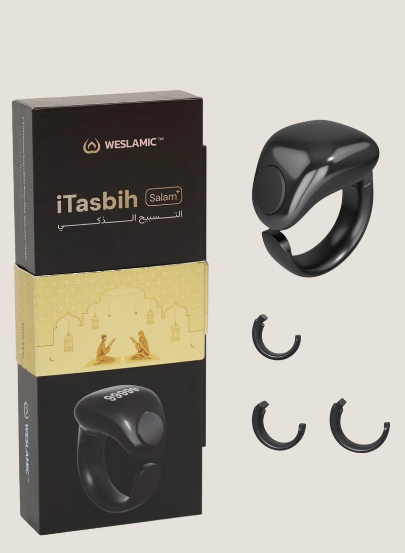 WESLAMIC iTasbih Faith Smart Tasbih Ring – OLED Display, Digital Zikr Counter, Prayer Reminders, 5 Adjustable Sizes, Waterproof, Wireless Charging, Bluetooth Enabled Islamic Smart Ring - Image 1