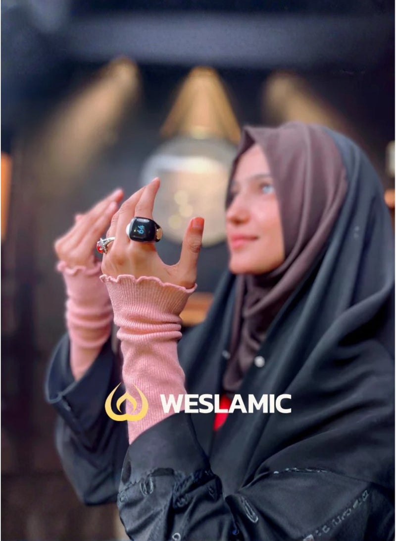 WESLAMIC iTasbih Faith Smart Tasbih Ring – OLED Display, Digital Zikr Counter, Prayer Reminders, 5 Adjustable Sizes, Waterproof, Wireless Charging, Bluetooth Enabled Islamic Smart Ring - Image 4