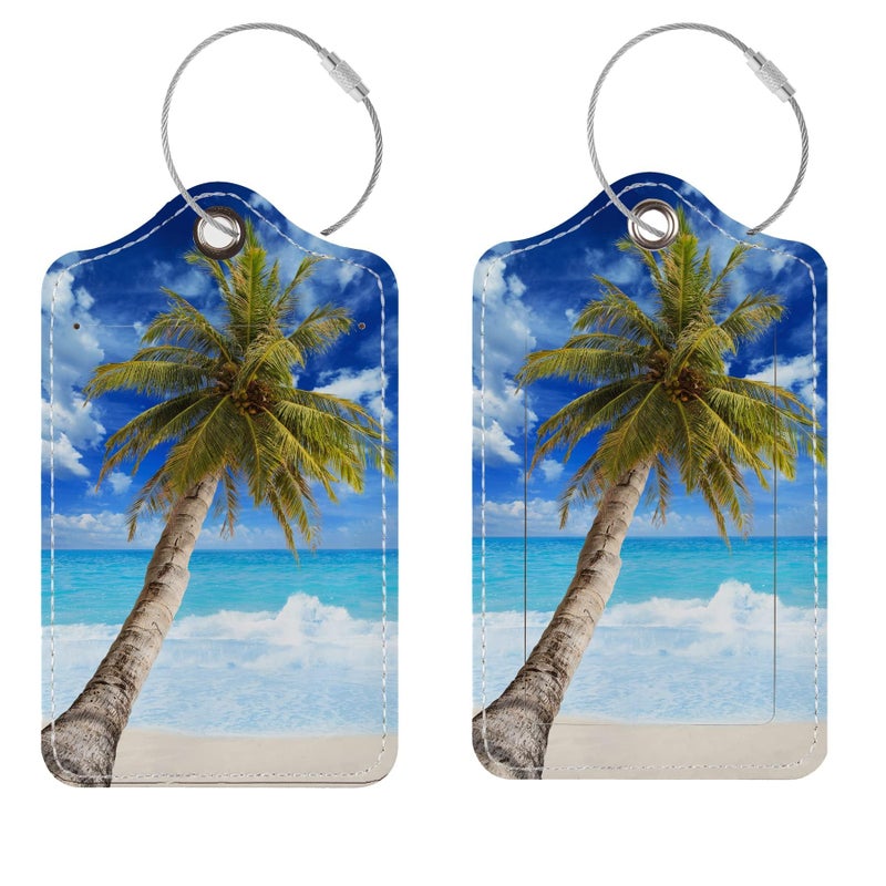 Chelmon Luggage Tags for Suitcases, 2 Pack Cute PU Leather Suitcase Tag Identifiers TSA Approved with Stainless Steel Loop and Address Card for Baggage Tag for Cruise Airport Travel Essentials by Chelmon - Image 1