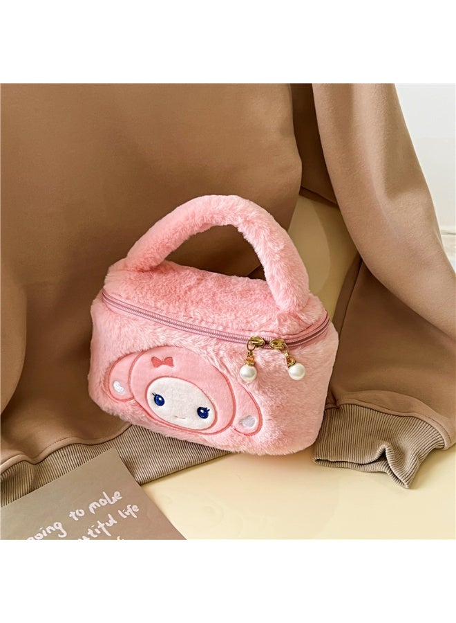 8-inch  Melody pink portable plush cosmetic bag - Image 2