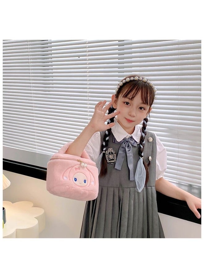 8-inch  Melody pink portable plush cosmetic bag - Image 3