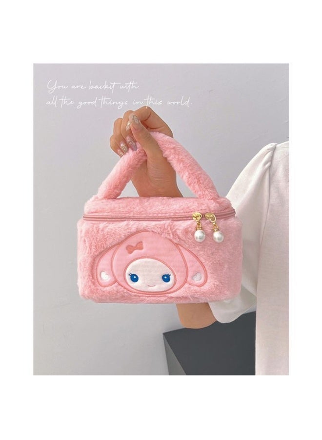 8-inch  Melody pink portable plush cosmetic bag - Image 4