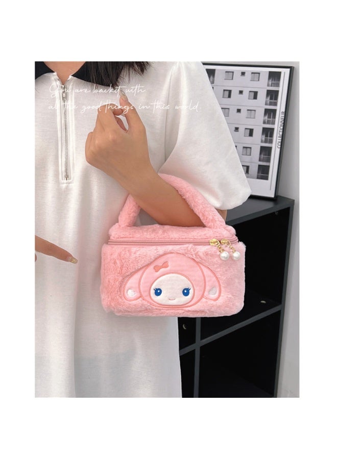 8-inch  Melody pink portable plush cosmetic bag - Image 5