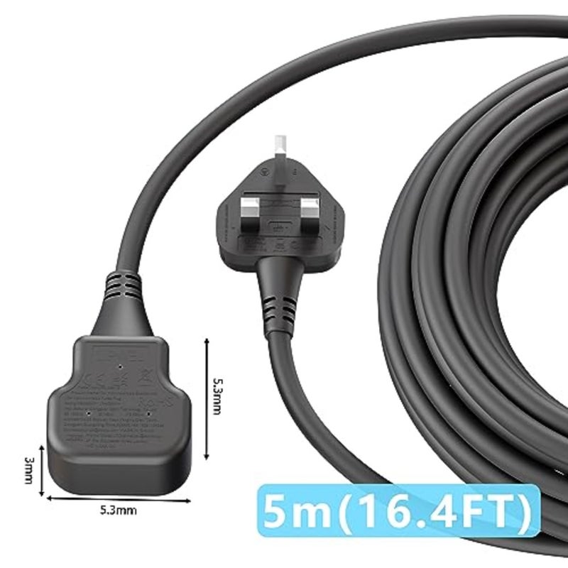 تمديد الحبل 5 متر التوصيل موسع الثقيلة تمديد الرصاص 13A / 3250W تمديد كابل في الهواء الطلق المملكة المتحدة 3 دبوس التوصيل ملحقات المقبس مع مقاومة للحريق لتجديد المنزل / الحمام - Image 2