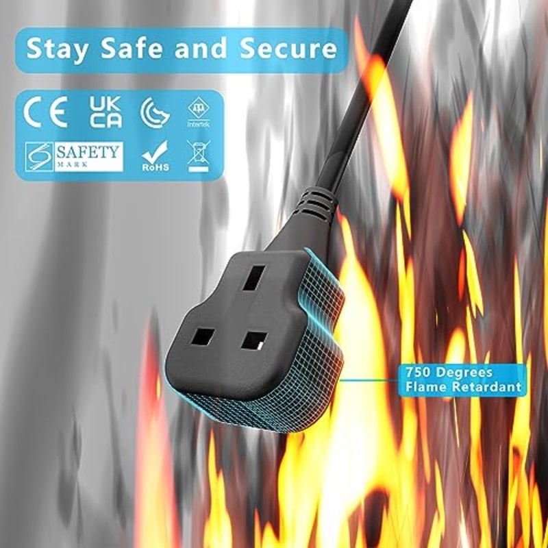 تمديد الحبل 5 متر التوصيل موسع الثقيلة تمديد الرصاص 13A / 3250W تمديد كابل في الهواء الطلق المملكة المتحدة 3 دبوس التوصيل ملحقات المقبس مع مقاومة للحريق لتجديد المنزل / الحمام - Image 3