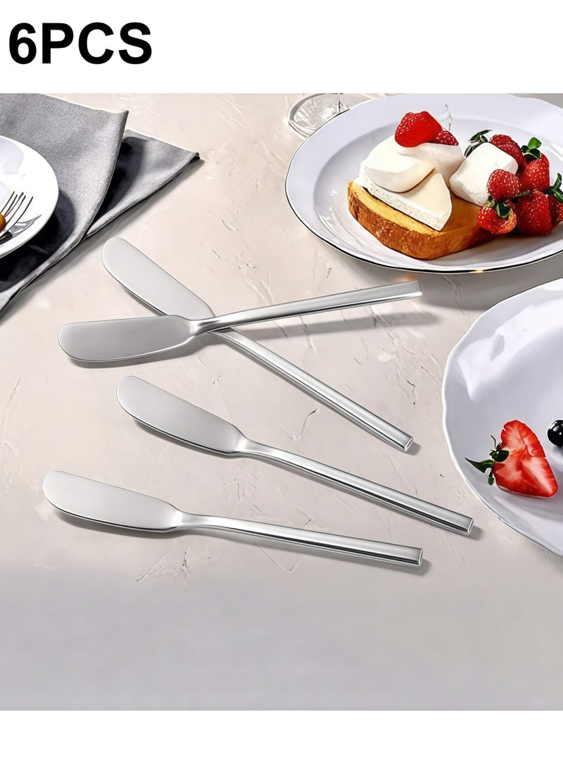 6 قطع من سكاكين الزبدة المصنوعة من الفولاذ المقاوم للصدأ، سكاكين فرد الزبدة، سكاكين فرد الجبن مقاس 6.5 بوصة - Image 1