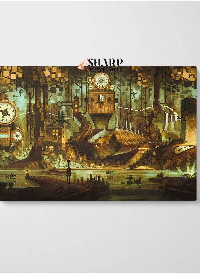Generic - STEAMPUNK DECOR Wall ART Canvas Rustic Home Decor Industrial Wall Art Large Victorian Decor Vintage Art Prints Steampunk Wall Art Futuristic - Image 1