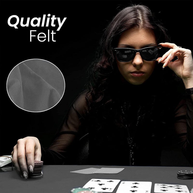 Feltectors Felt Card Game Table Cover for Playing Cards, Poker, Mahjong, Domino, Bridge and Board Game, Elastic Fitted Tablecloth for 36 to 48 Inch Round Tables - Grey - Image 5