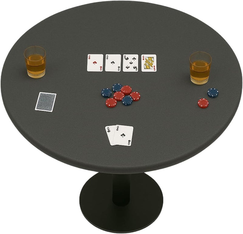 Feltectors Felt Card Game Table Cover for Playing Cards, Poker, Mahjong, Domino, Bridge and Board Game, Elastic Fitted Tablecloth for 36 to 48 Inch Round Tables - Grey - Image 1