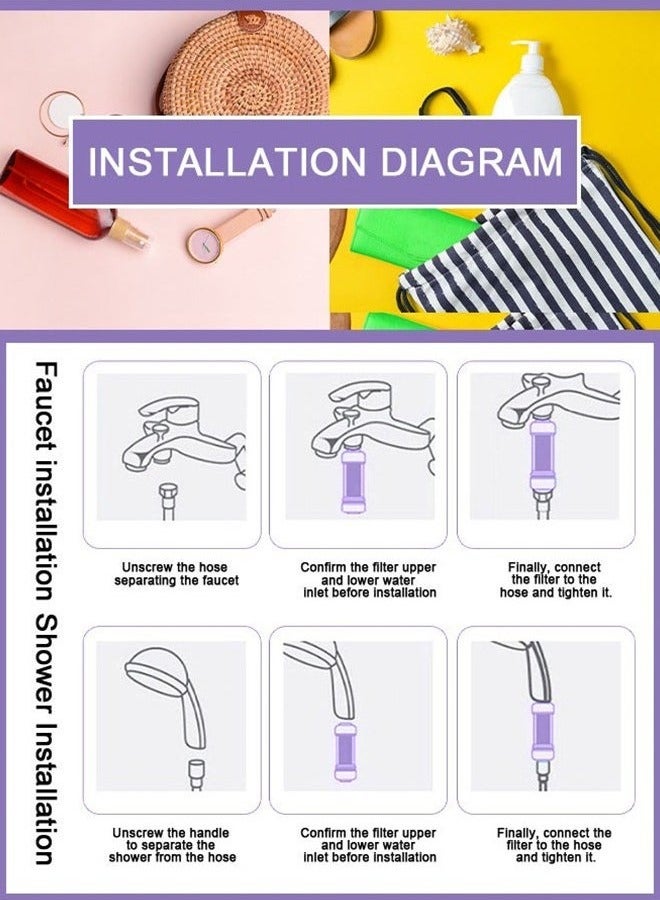 Monda Shower Head Filter - Vitamin C Shower Infuser , Hard Water Softener, Chlorine & Fluoride Shower Filter, Water Purifying Filtered Shower Head with Beads, Helps Dry Skin & Hair Loss (Lavender) - Image 4