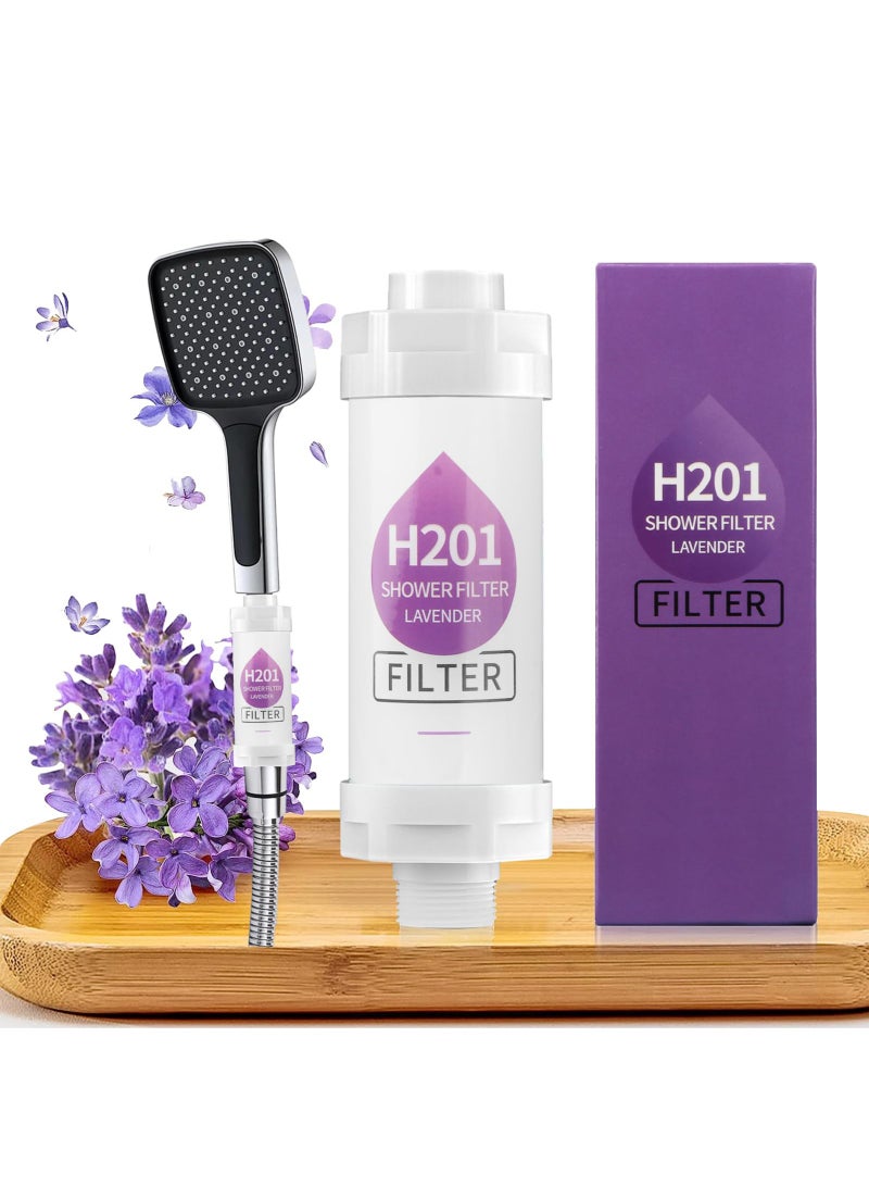 Monda Shower Head Filter - Vitamin C Shower Infuser , Hard Water Softener, Chlorine & Fluoride Shower Filter, Water Purifying Filtered Shower Head with Beads, Helps Dry Skin & Hair Loss (Lavender) - Image 1