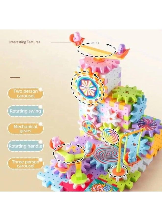 مجموعة مكعبات تروس مضحكة للأطفال – لعبة تركيب تعليمية لتنمية المهارات الحركية والبصرية (STEM) - Image 1
