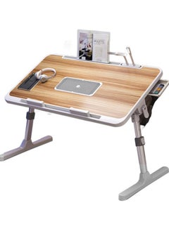 Lap Desk Bed Tray Table,Adjustable Laptop Stand for Bed with USB/Light/Fan/Drawer,Portable Laptop Desk Table for Bed/Couch/Sofa/Reading/Writing，Bed Trays for Eating and Laptops (Walnut)