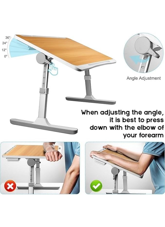 erorex - Lap Desk Bed Tray Table,Adjustable Laptop Stand for Bed with USB/Light/Fan/Drawer,Portable Laptop Desk Table for Bed/Couch/Sofa/Reading/Writing，Bed Trays for Eating and Laptops (Walnut) - Image 1