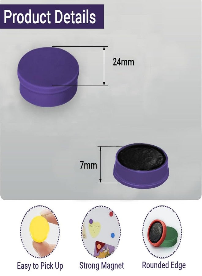 Janrax Pack of 12 Purple Round Flat Magnets - 24mm Whiteboard Office Fridge - by Janrax - Image 3