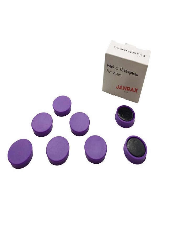 Janrax Pack of 12 Purple Round Flat Magnets - 24mm Whiteboard Office Fridge - by Janrax - Image 2