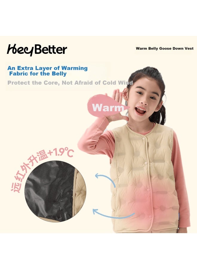 Heybetter Children's Goose Down Vest For 0°-10° - Warm Belly, Feather Gray Blue 120 - Image 3