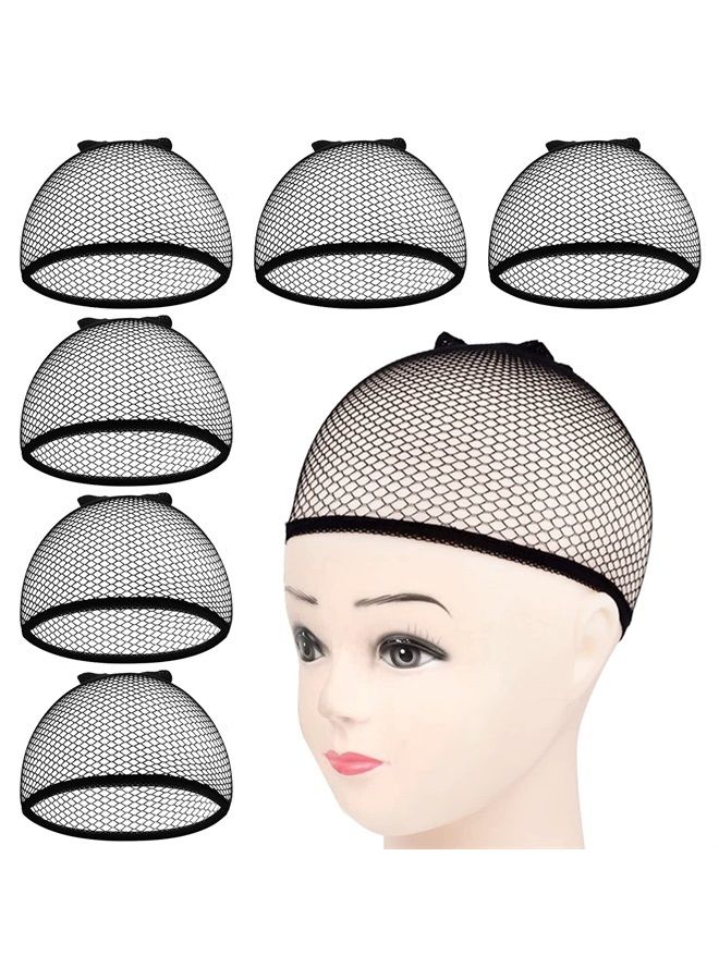 MORGLES Wig Cap, 6pcs Mesh Net Wig Caps Weaving Hair Net for Wig Close End Fishnet Wig Caps for Women, Black - Image 1