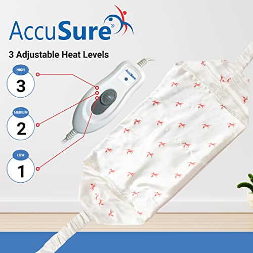 AccuSure H3002 Heating Pad (33×24 cm) | Extra Large Size Electric Heat Pad for Back Pain & Period Pain Relief | Fast Heating | 3 Heat Settings | Reusable Pad for Men & Women | 2 Year Warranty | Unisex Use - Image 3