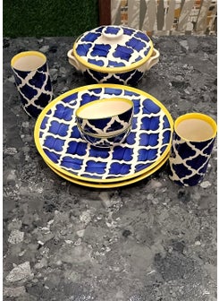 Caffeine Caffeine Ceramic Handmade Blue Umrao Combo Dinner Set (Set of 13 pcs)  - Image 4