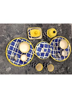Caffeine Caffeine Ceramic Handmade Blue Umrao Combo Dinner Set (Set of 13 pcs)  - Image 1