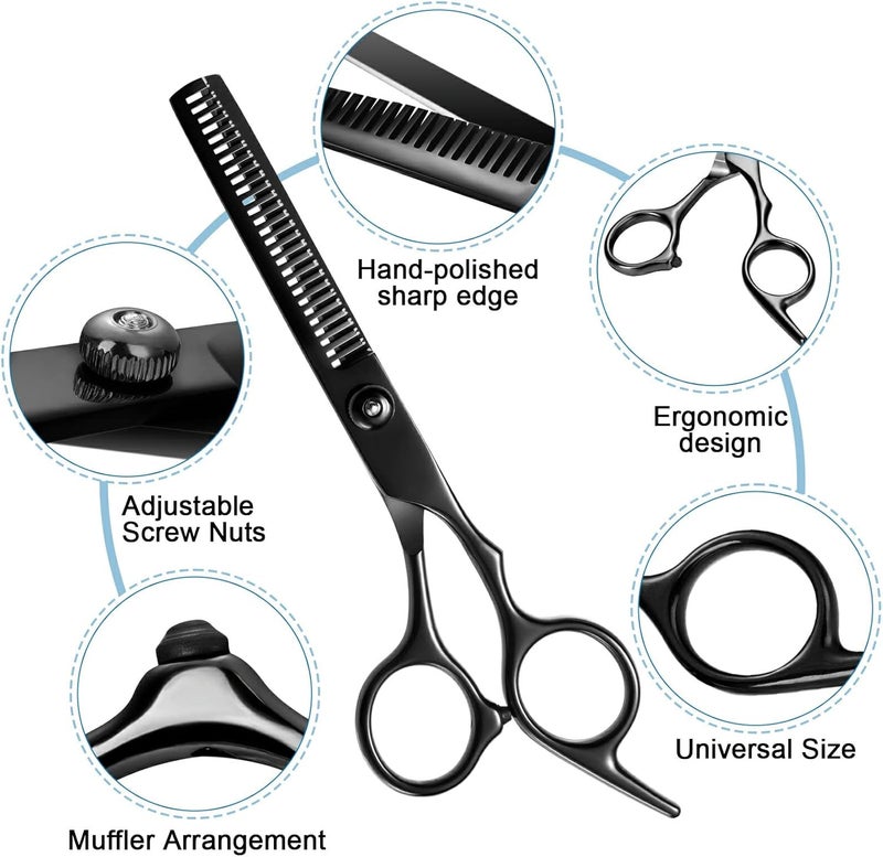 Fetinar 11Pcs Professional Hair Scissors Set,Stainless Steel Barber Supplies Including Straight Shears, Thinning Shears, and Hair Thinning Knife Multifunctional Salon Tools and Gifts for Friends and Family - Image 5