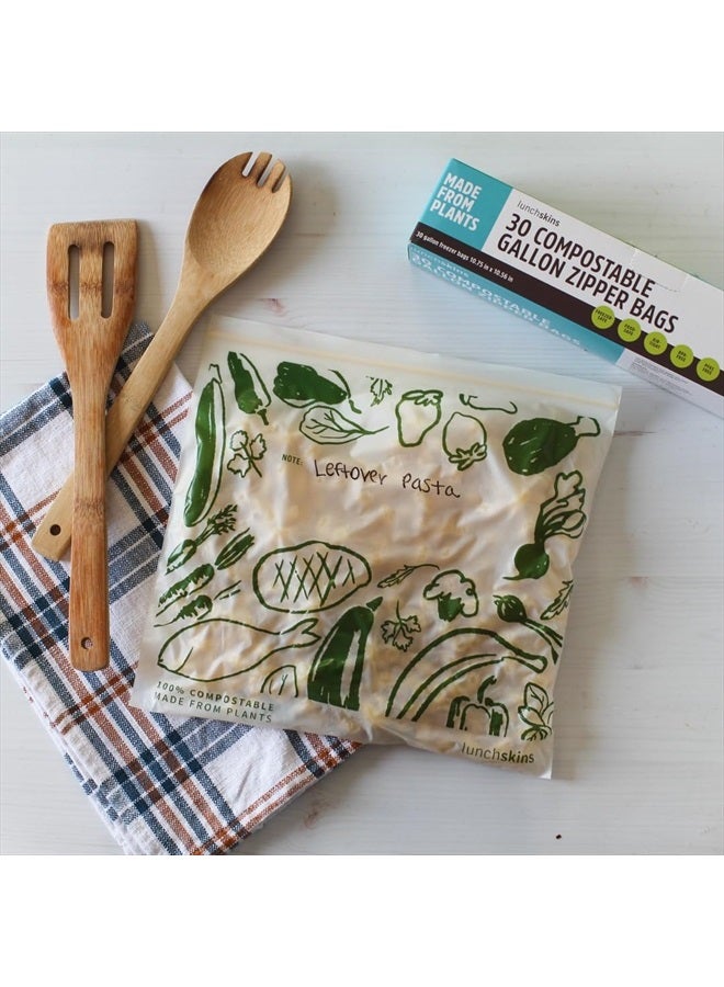 Lunchskins Ziptop Compostable & Resealable Freezer-Safe Food Storage Bags, Gallon Size, 30 Bags - Eco-Friendly, Made Without PFAS and BPA - Image 5
