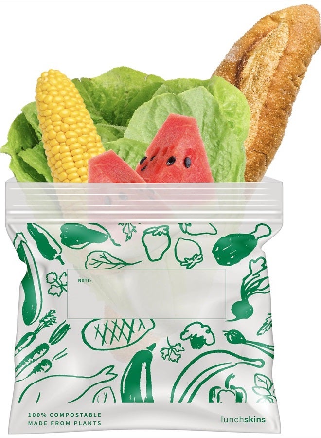 Lunchskins Ziptop Compostable & Resealable Freezer-Safe Food Storage Bags, Gallon Size, 30 Bags - Eco-Friendly, Made Without PFAS and BPA - Image 2
