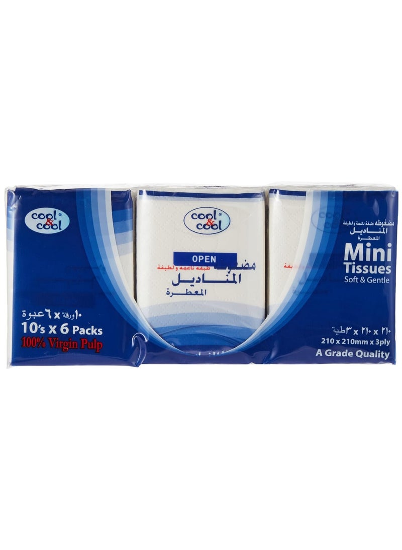 Cool & Cool Cool & Cool Mini Pocket Tissues 10's (Pack of 6) - Your On-the-Go Comfort Companion for Staying Fresh Anywhere 60's  - Image 2
