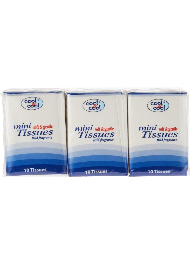 Cool & Cool Cool & Cool Mini Pocket Tissues 10's (Pack of 6) - Your On-the-Go Comfort Companion for Staying Fresh Anywhere 60's  - Image 3