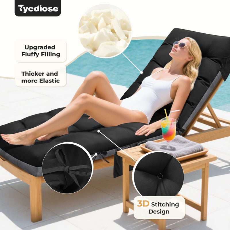 Tycdiose Outdoor Chaise Lounge Chair Cushion, 71 x 22 x 4.7 Inches Waterproof Chaise Lounge Cushions Replacement for Outdoor Furniture, Thickened Non-Slip Patio Lounge Chair Cushions, Blue Enchantress - Image 3