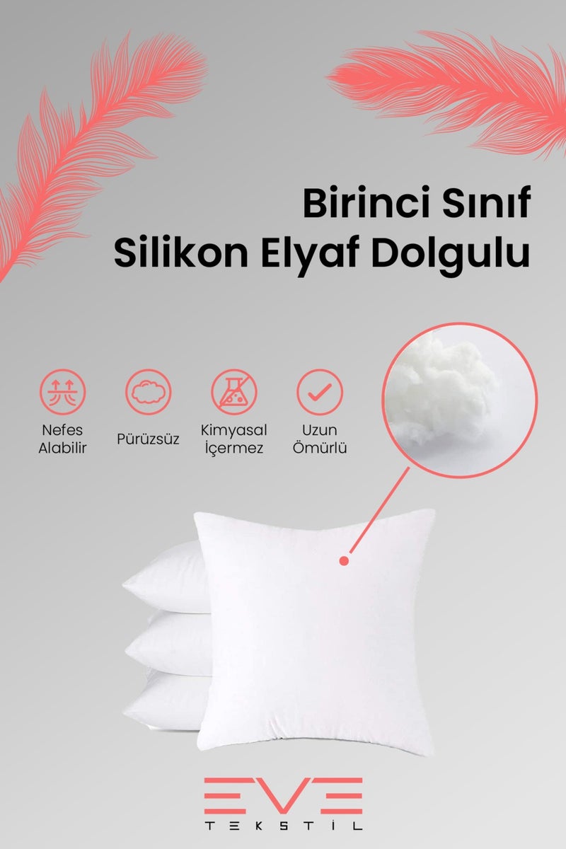 Eve Tekstil 4 قطع وسادة رمي مربع محشوة بألياف السيليكون 350 جرام  - Image 2
