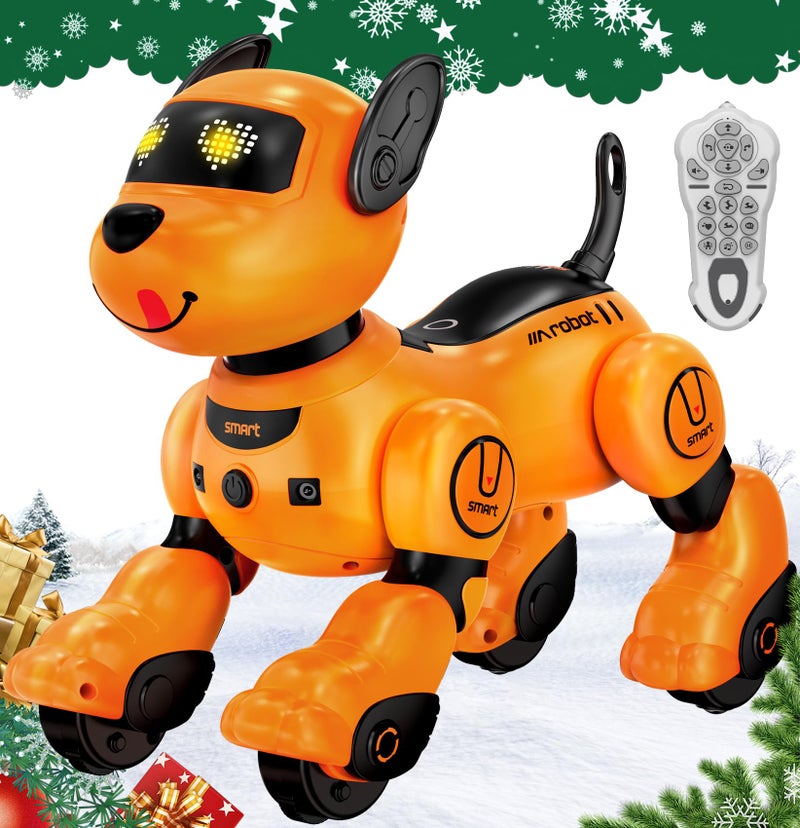 anysun Robot Dog Toy for Kids Programmable Remote Control Robots Puppy with Follow Up Touch Sensors Dancing Singing Smart Stunt Robot Pet Interactive Robotic Dog for Kids Orange - Image 3