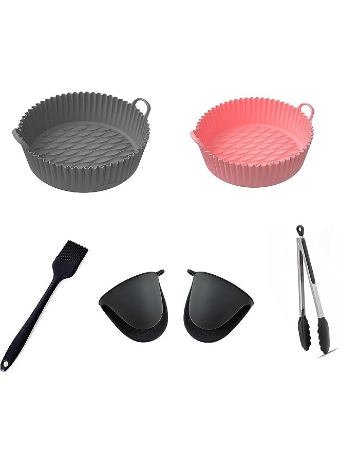 vesus Quality Air fryer silicone liner pot, 6 Piece Set Reusable BPA Free- Air fryer oven accessories, - Image 1