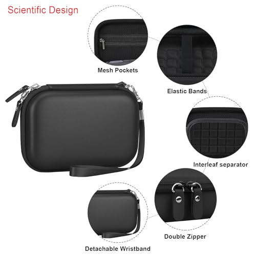 Elonbo Carrying Case for Canon Ivy 2/ Canon Ivy Mini Photo Printer, Portable Instant Smartphone Color Print Digital Camera Hard Travel Bag, Wireless Mobile Picture Printer Storage Holder, Black+Black - Image 4
