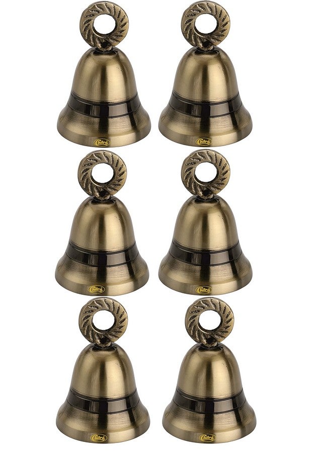 Chitra Brass Decorative Maxican Bell for Pooja Rooms Pack of 6 (Antique Marvel, 50 mm) - Image 1