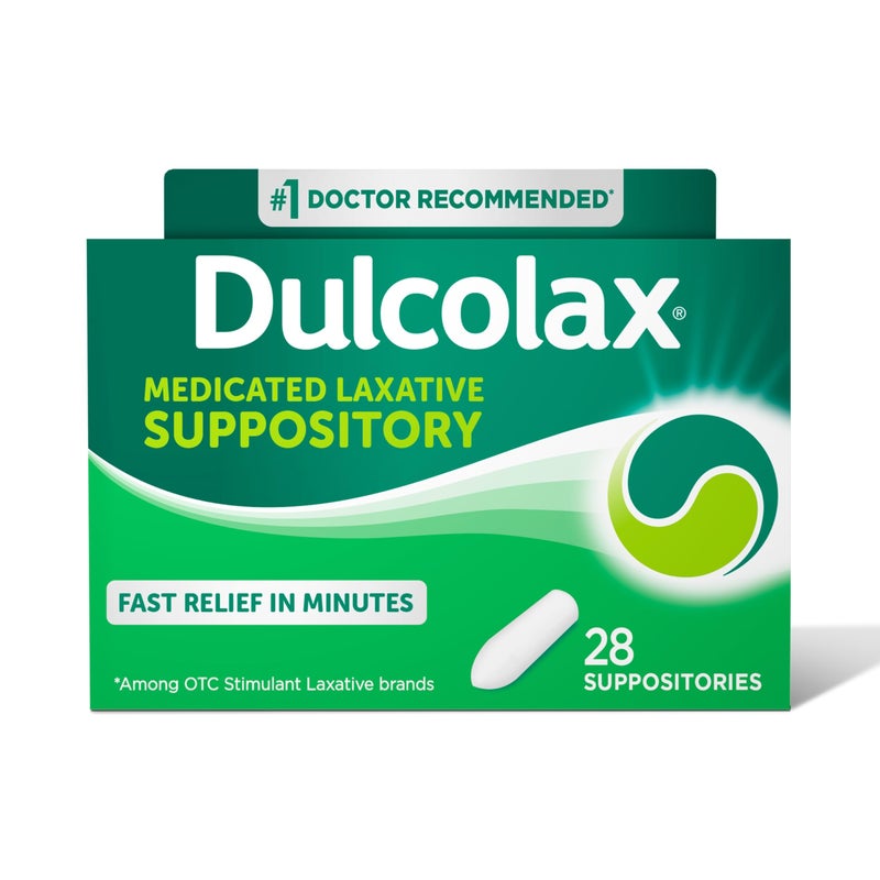Dulcolax Stimulant Laxative Medicated Suppositories, Predictable & Effective Constipation Relief, Bisacodyl 10 mg, 28 Count, Stimulant Laxatives - Image 1