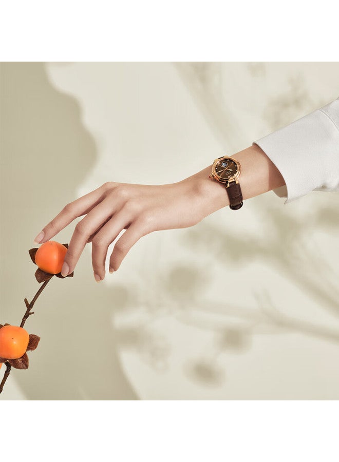 Fiyta "shishi Ruyi" Skeleton Dial Steel Strap Mechanical Women's Watch With Four-leaf Clover Bracelet, Holiday Gift For Girlfriend - Image 3