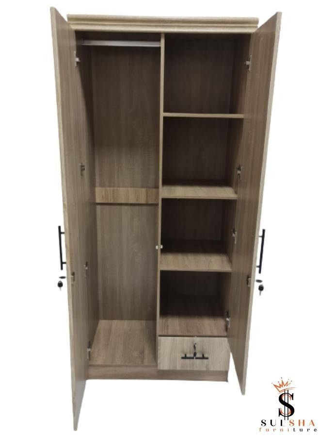 SULSHA 2 Door Wooden Wardrobe Cabinet Cupboard Engineered Wood Perfect Modern Stylish Heavy Duty  - Image 2