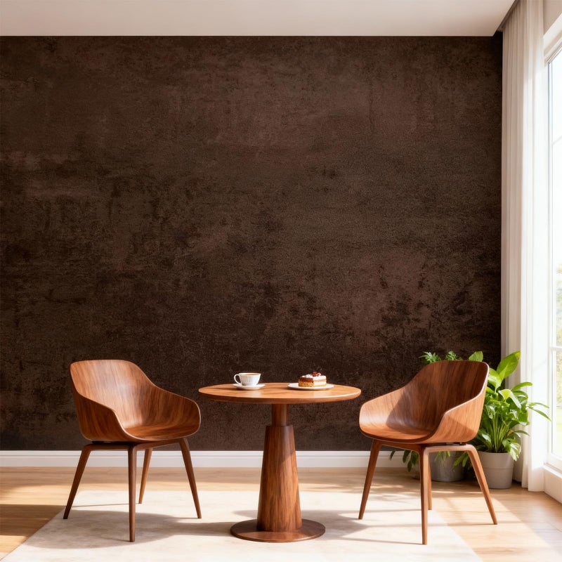 Bumoo Deep Brown Peel and Stick Wallpaper Concrete 16" x118" Caramel Limewash Self-Adhesive Contact Paper Stained Cement Waterproof Countertop Stone Texture Vinyl for Bedroom Kitchen Living Room - Image 2
