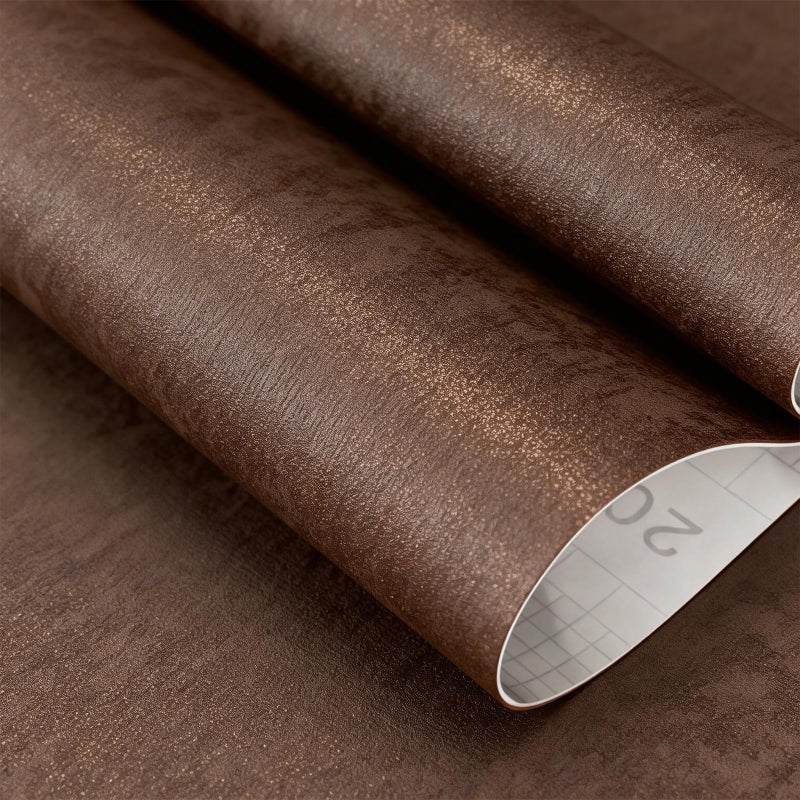 Bumoo Deep Brown Peel and Stick Wallpaper Concrete 16" x118" Caramel Limewash Self-Adhesive Contact Paper Stained Cement Waterproof Countertop Stone Texture Vinyl for Bedroom Kitchen Living Room - Image 3