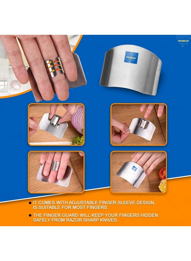 FreshDcart FDCFG Stainless Steel Finger Cutting Protector Hand Guard | Finger Protector Safe Chopping Hand Guard Pack of (2) - Image 4