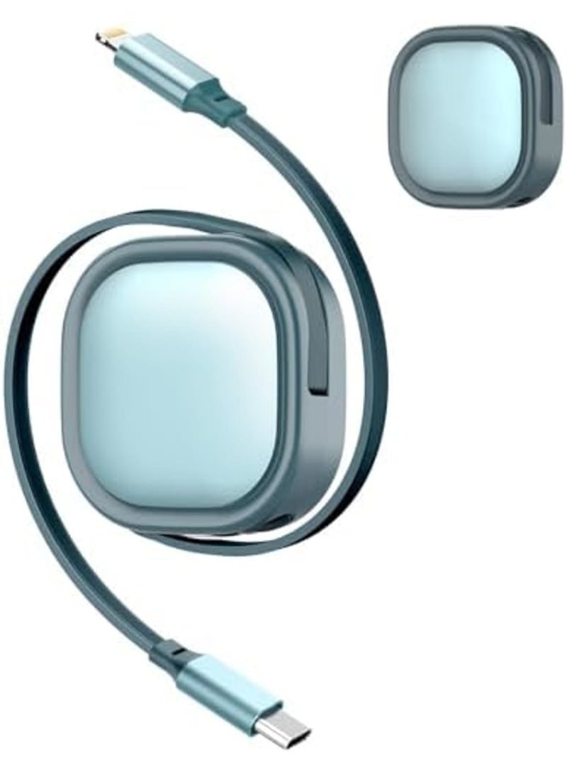 SYOSI USB C to Light-ning Cable, 20W Retractable USB C to Light-ning PD Fast Charging Cable, 4-Stage Length Preset 8 Pin Uncoil/Coiled Charger Cord for iPhone AirPods iPad and more (1.2m/4ft) - Image 1