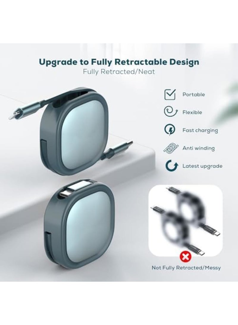 SYOSI USB C to Light-ning Cable, 20W Retractable USB C to Light-ning PD Fast Charging Cable, 4-Stage Length Preset 8 Pin Uncoil/Coiled Charger Cord for iPhone AirPods iPad and more (1.2m/4ft) - Image 5