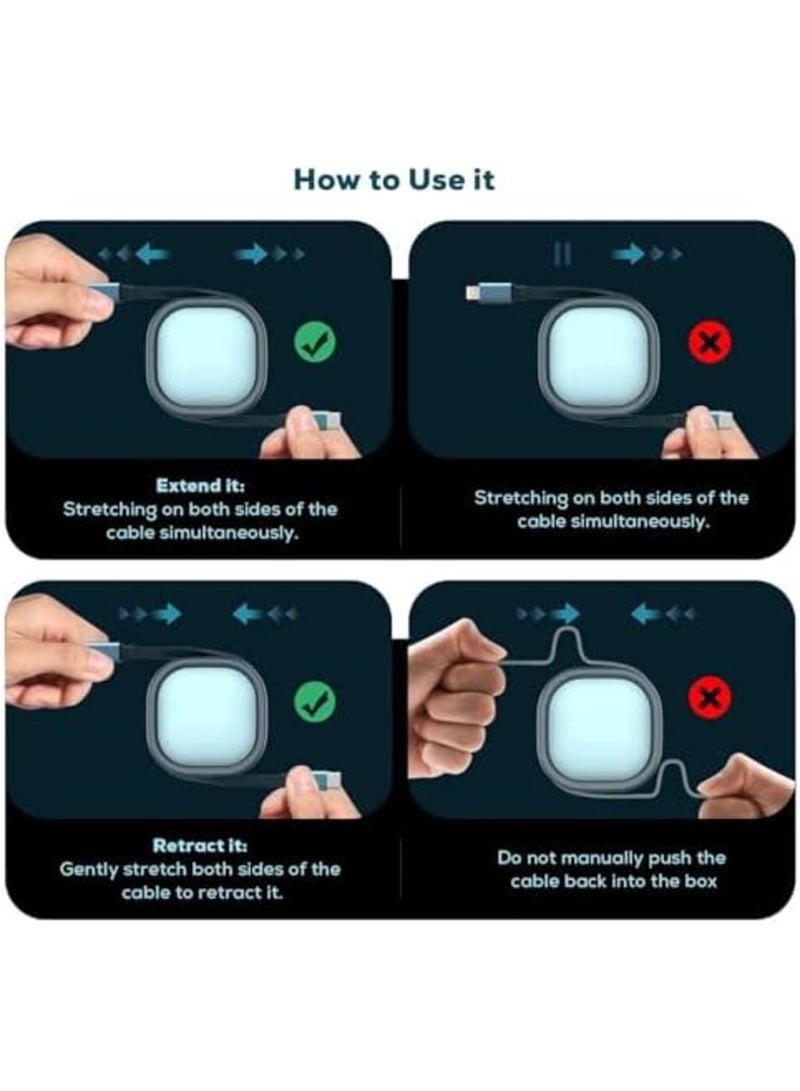 SYOSI USB C to Light-ning Cable, 20W Retractable USB C to Light-ning PD Fast Charging Cable, 4-Stage Length Preset 8 Pin Uncoil/Coiled Charger Cord for iPhone AirPods iPad and more (1.2m/4ft) - Image 4