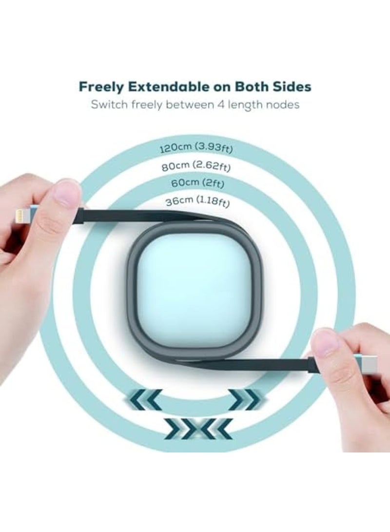 SYOSI USB C to Light-ning Cable, 20W Retractable USB C to Light-ning PD Fast Charging Cable, 4-Stage Length Preset 8 Pin Uncoil/Coiled Charger Cord for iPhone AirPods iPad and more (1.2m/4ft) - Image 2