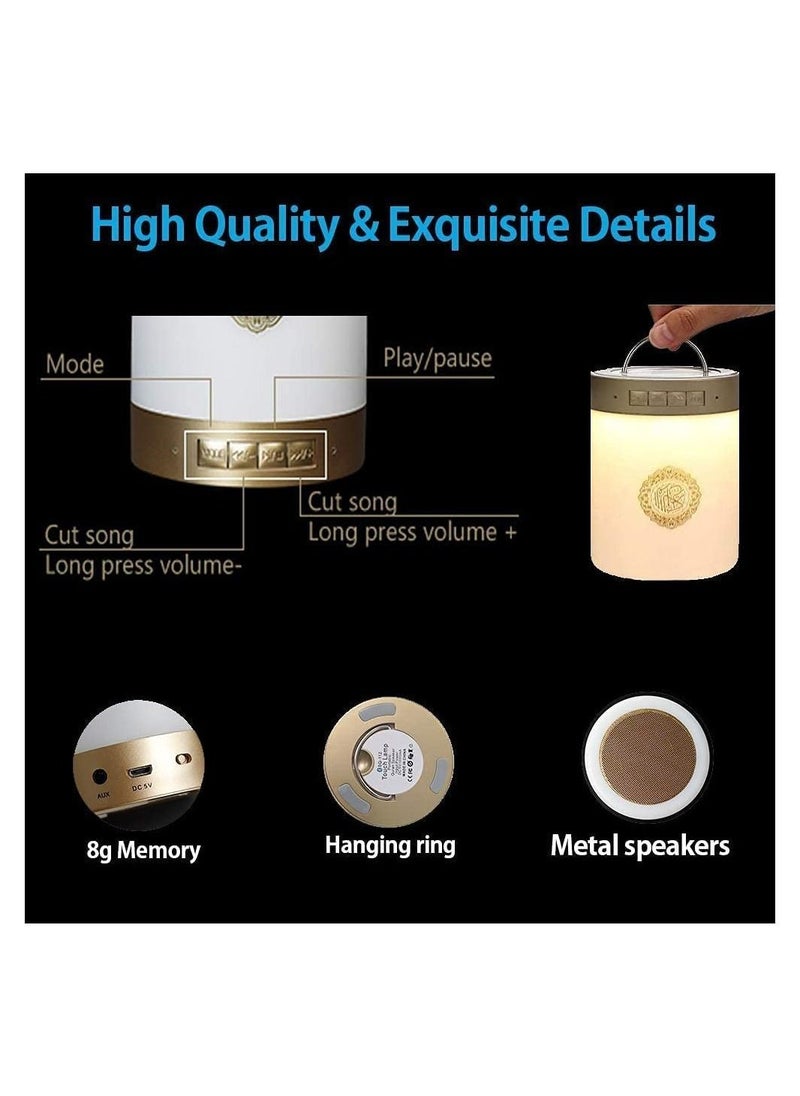 Generic - SQ-112 Quran Speaker Touch Lamp, 4 in 1 Bluetooth Speaker with 7 Colors LED Light, Quran Recitations and Song, FM Broadcast, Remote & Touch Control Quran Speaker Lamp - Image 1