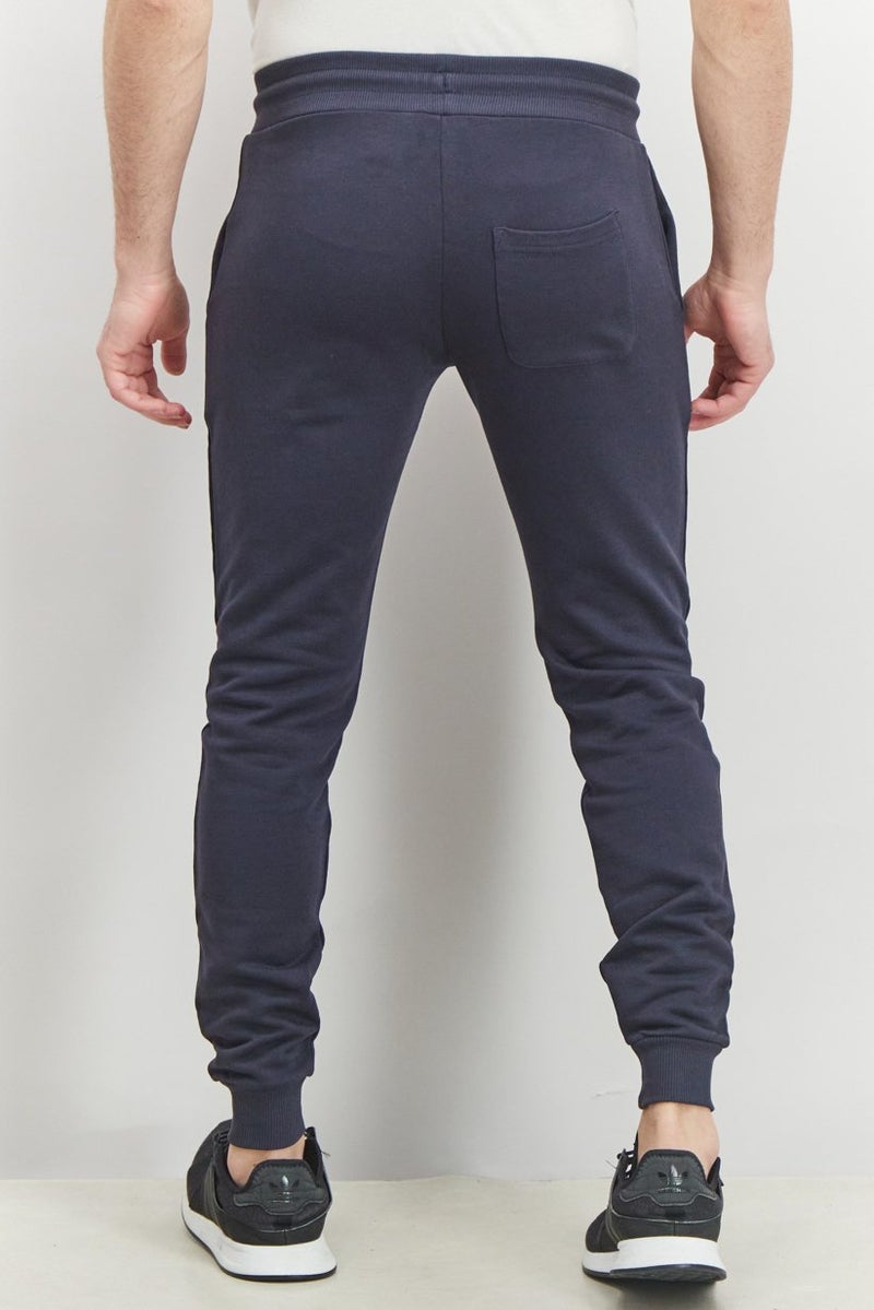 Cavalli Class Men Regular Fit Drawstring Patch Logo Pants, Navy - Image 3